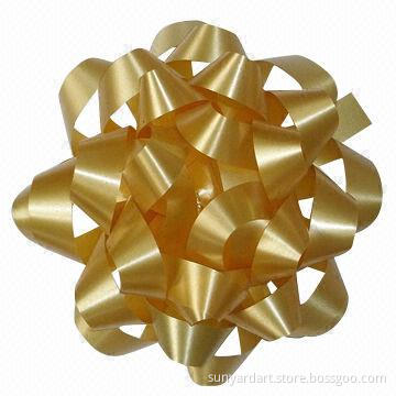 Polypropylene ribbon star bow, measures 20mm x 6" x 28 loops